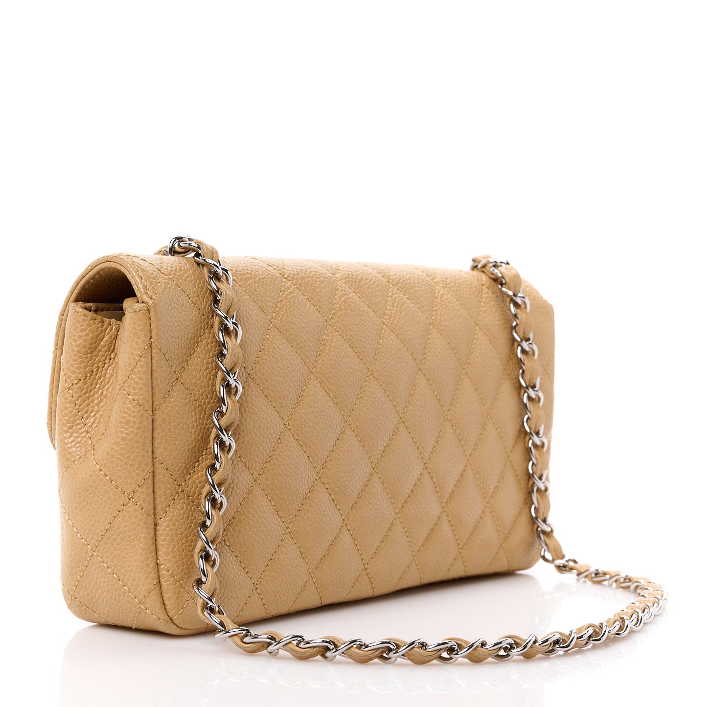 Caviar Quilted East West Flap Beige