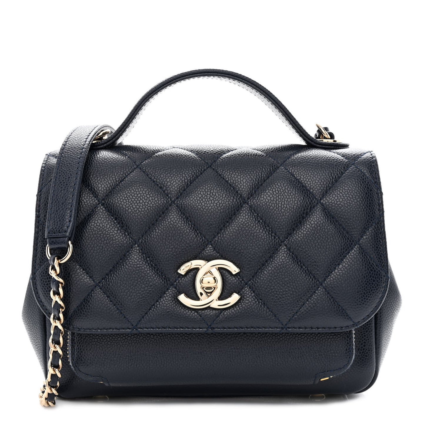 Caviar Quilted Small Business Affinity Flap Navy