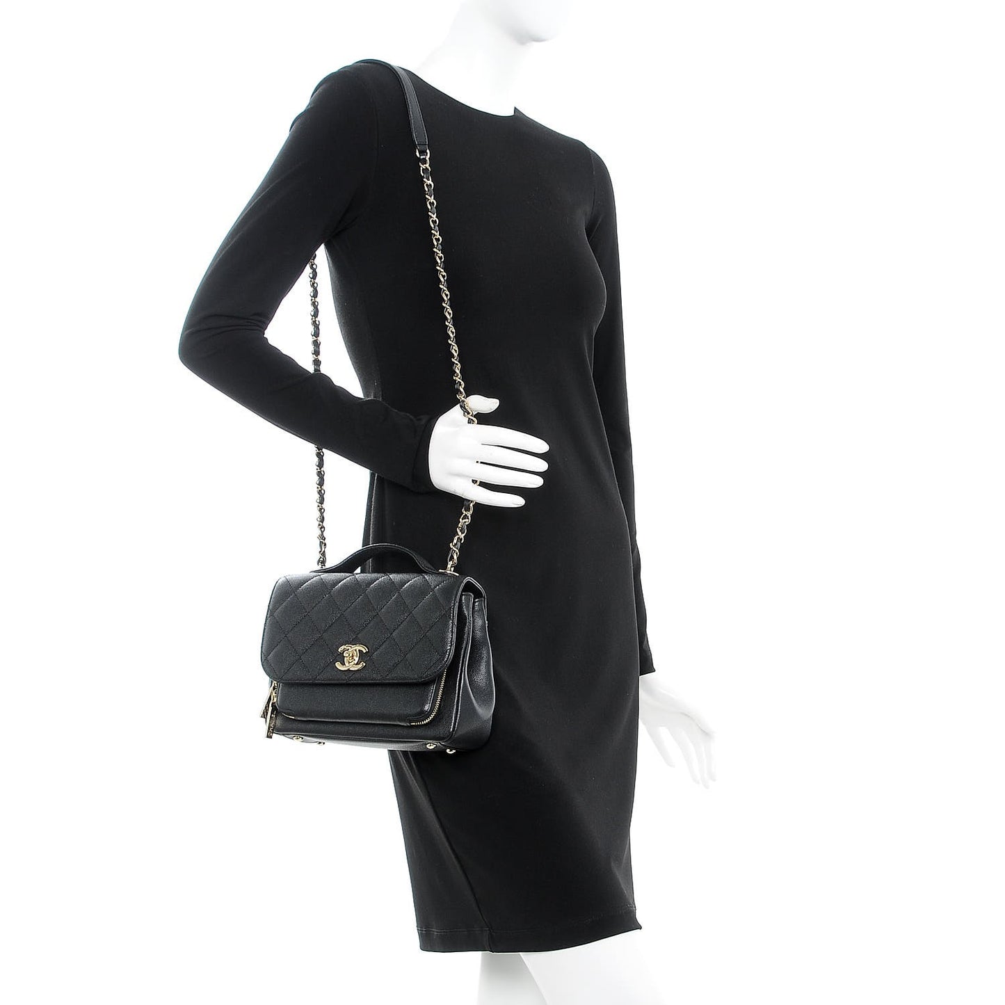 Caviar Quilted Medium Business Affinity Flap Black