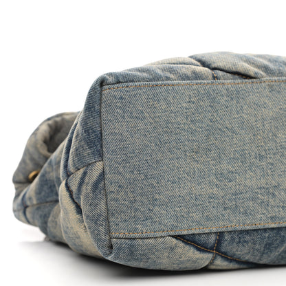 Saint Laurent Denim Quilted Medium Loulou Puffer Monogram Chain Satchel Blue Cinnamon 9 of 12