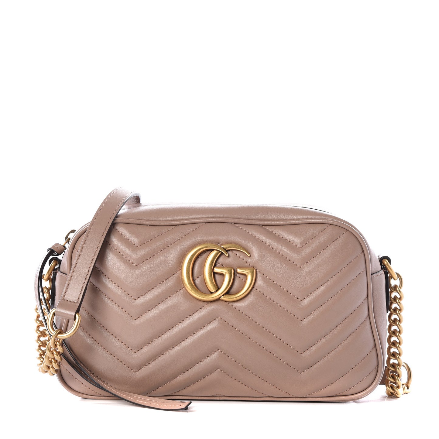 Calfskin Matelasse Small GG Marmont Chain Shoulder Bag Porcelain Rose