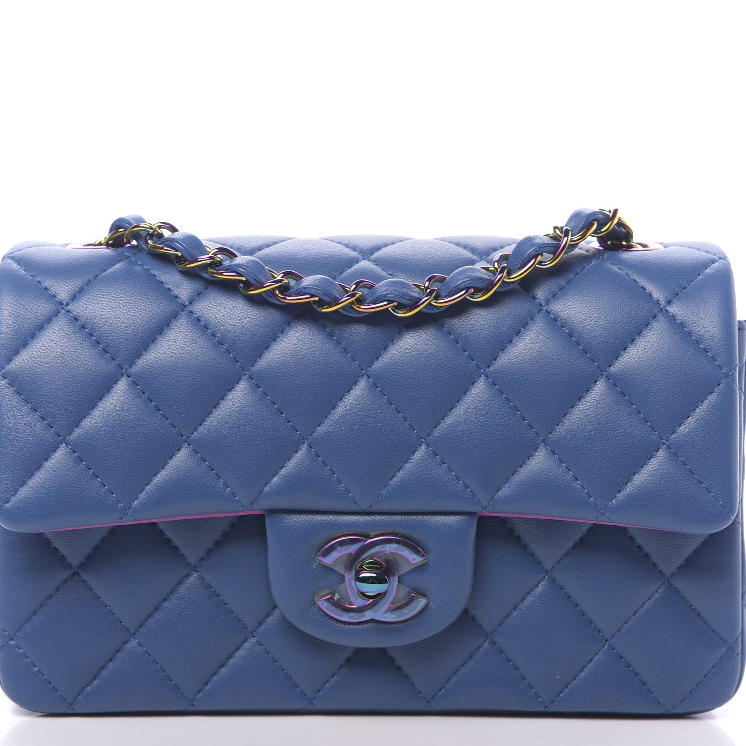 Chanel Lambskin Quilted Mini Rectangular Flap Blue Purple 8 of 11