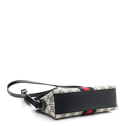 Gucci GG Supreme Monogram Textured Dollar Calfskin Web Small Ophidia Dome Shoulder Bag Beige Blue 4 of 10