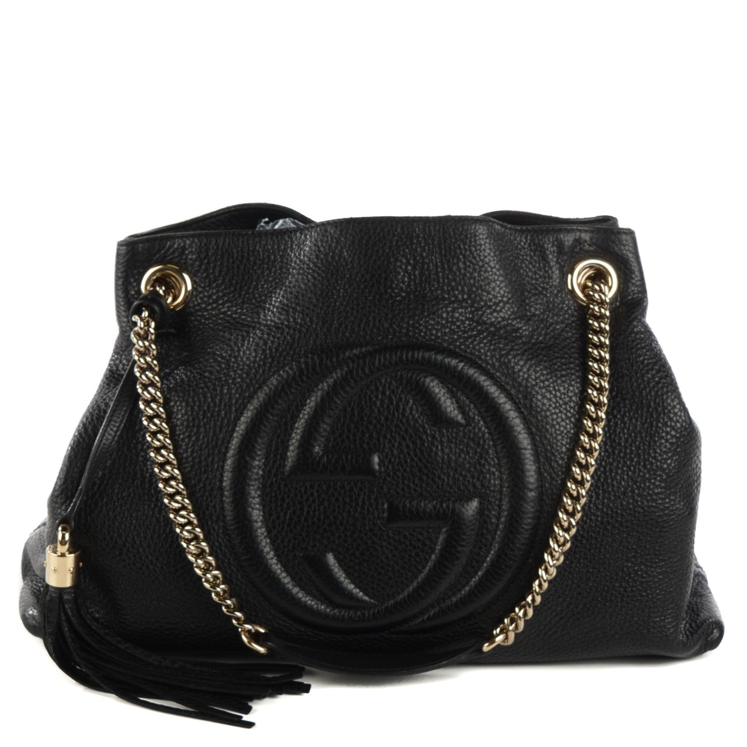 Gucci Pebbled Calfskin Medium Soho Chain Shoulder Bag Black 1 of 8