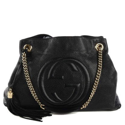 Gucci Pebbled Calfskin Medium Soho Chain Shoulder Bag Black 1 of 8