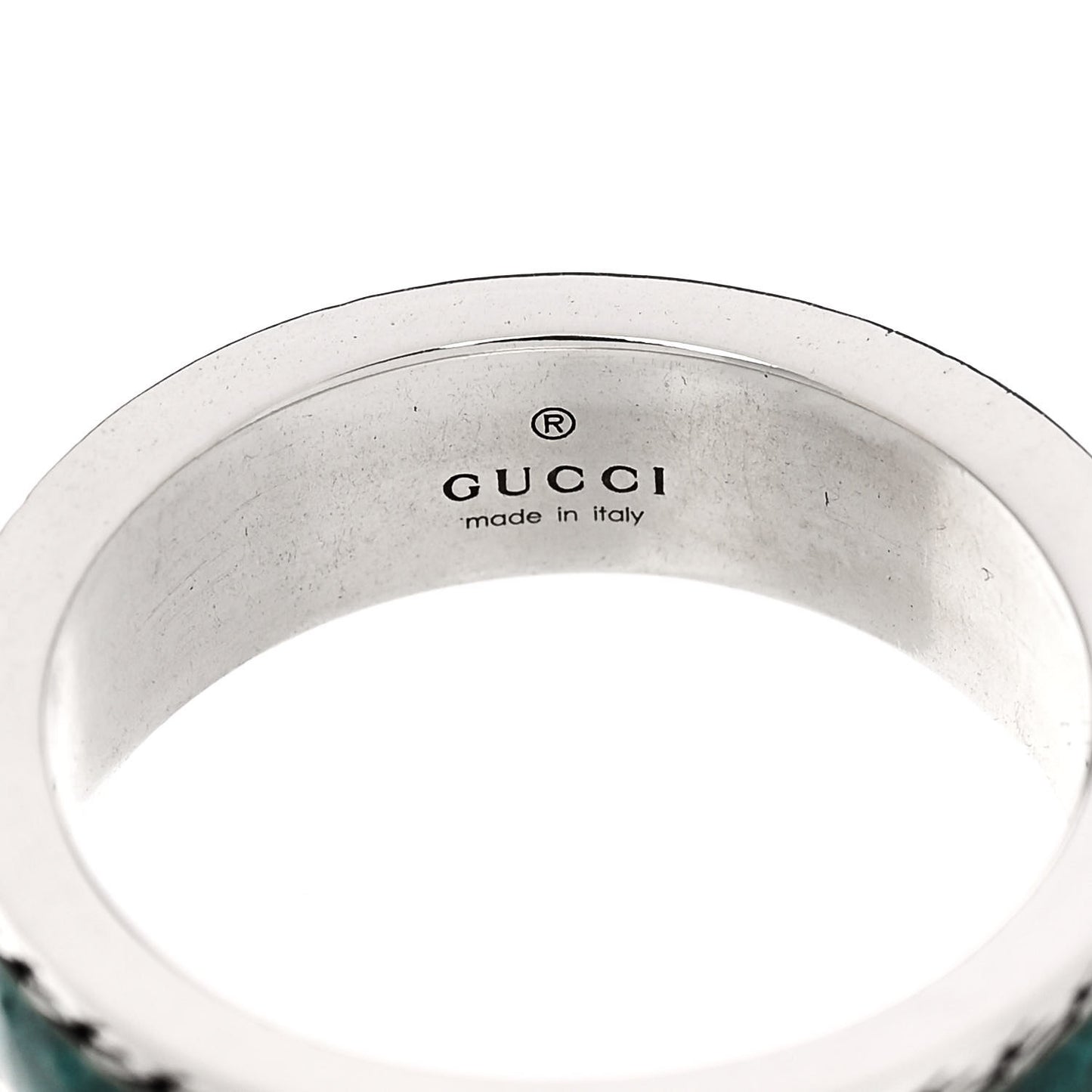 Sterling Silver Resin Interlocking G Ring 57 8 Turquoise