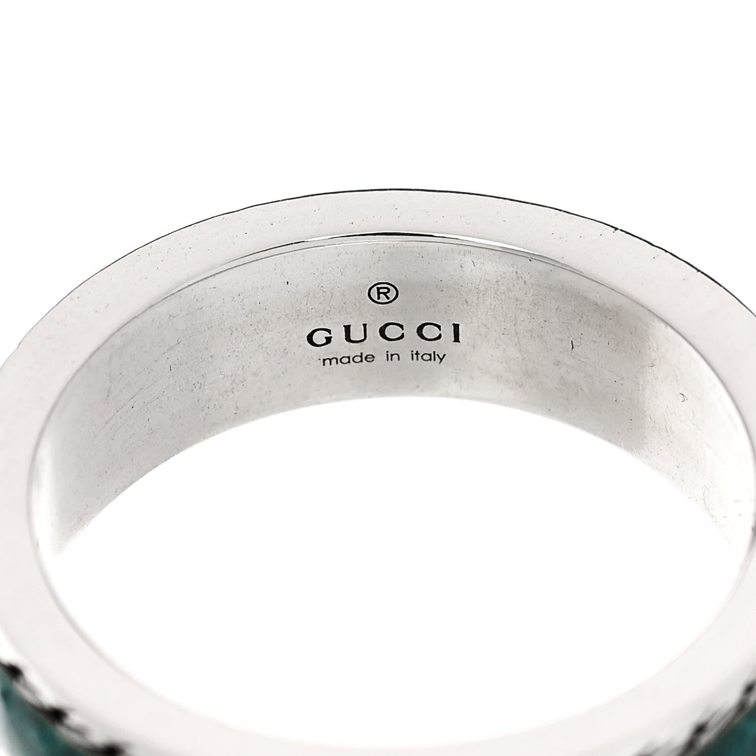 Gucci Sterling Silver Resin Interlocking G Ring 57 8 Turquoise 4 of 7