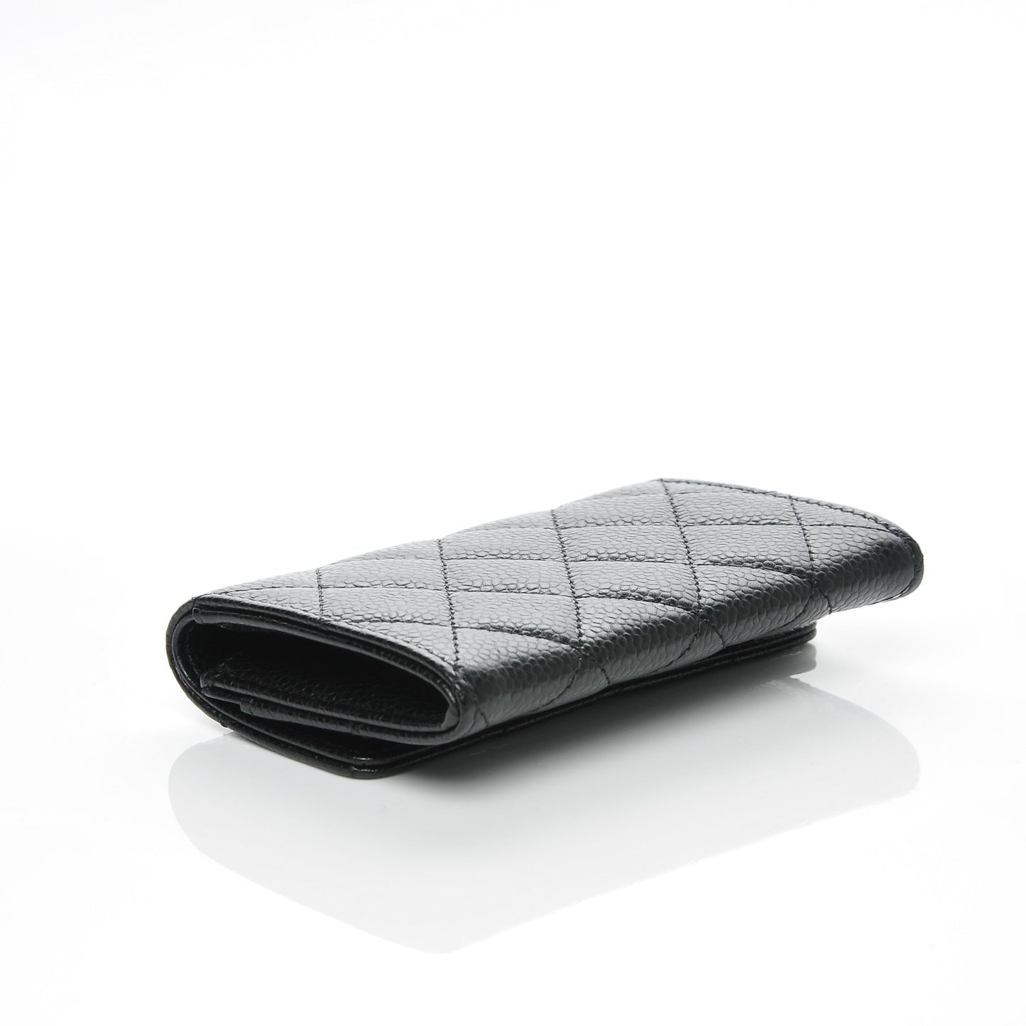 Caviar Quilted Flap Card Holder Black