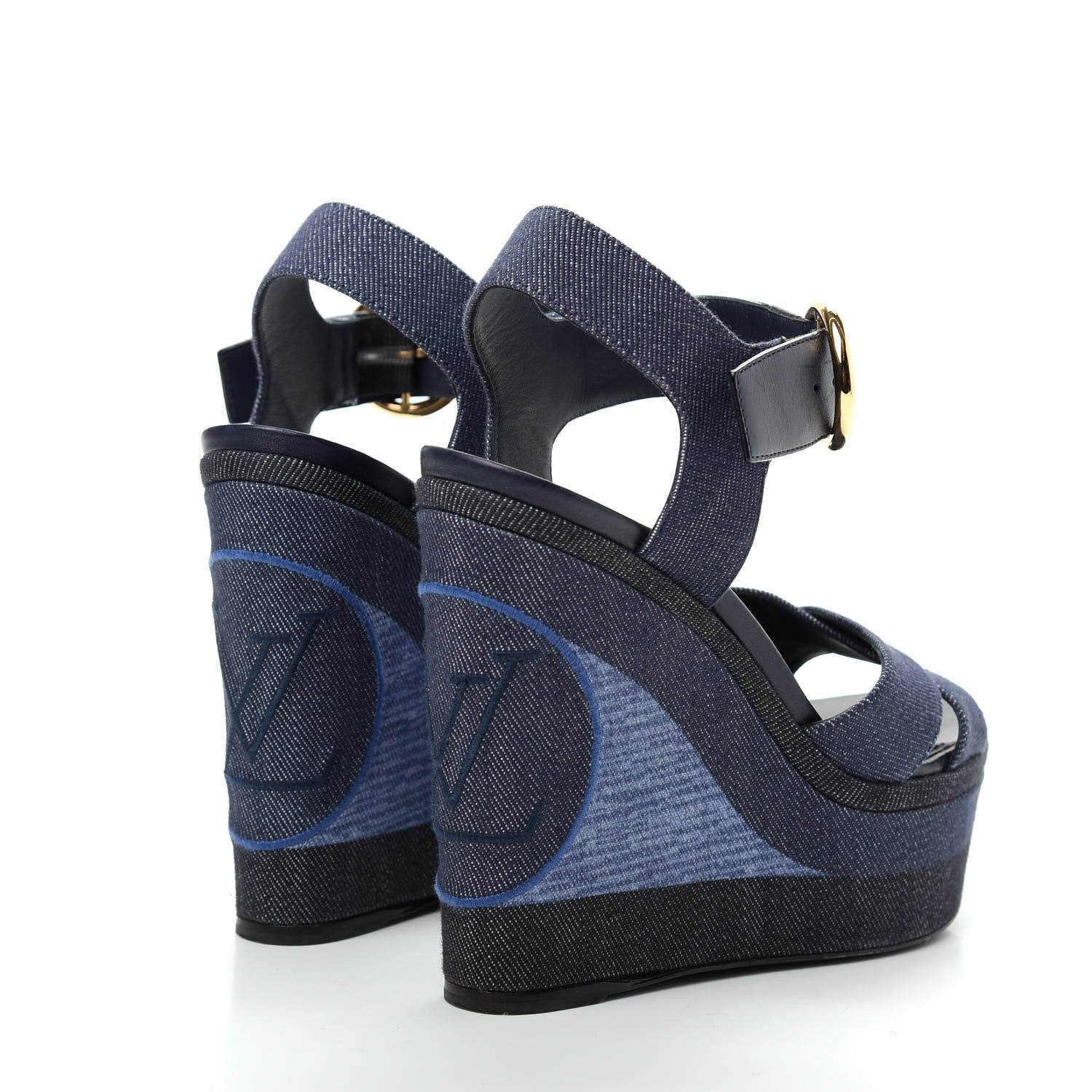 Louis Vuitton Canvas Blue Shore Wedge Sandal 36 Marine 4 of 11