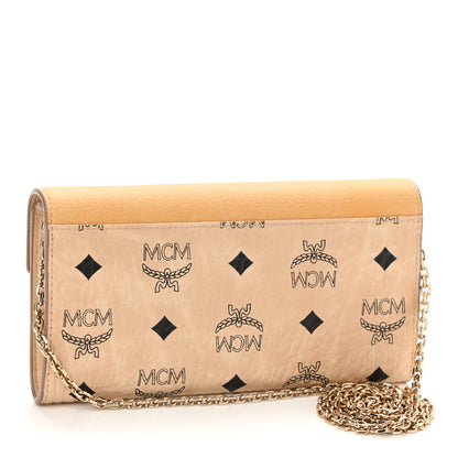 MCM Visetos Calfskin Large Patricia Wallet On Chain Beige 2 of 9