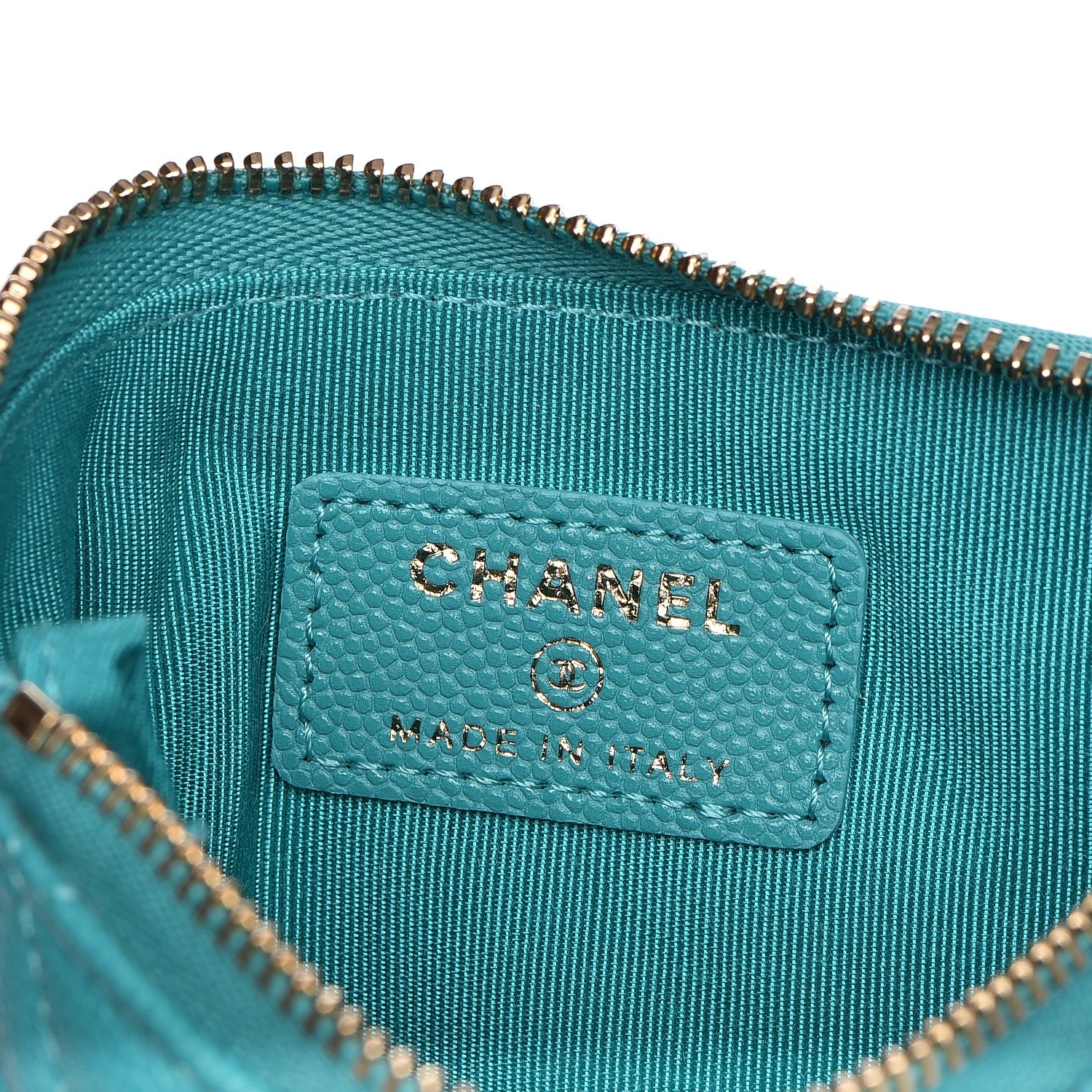 Chanel Caviar Quilted Coin Purse Case Turquoise 6 of 7