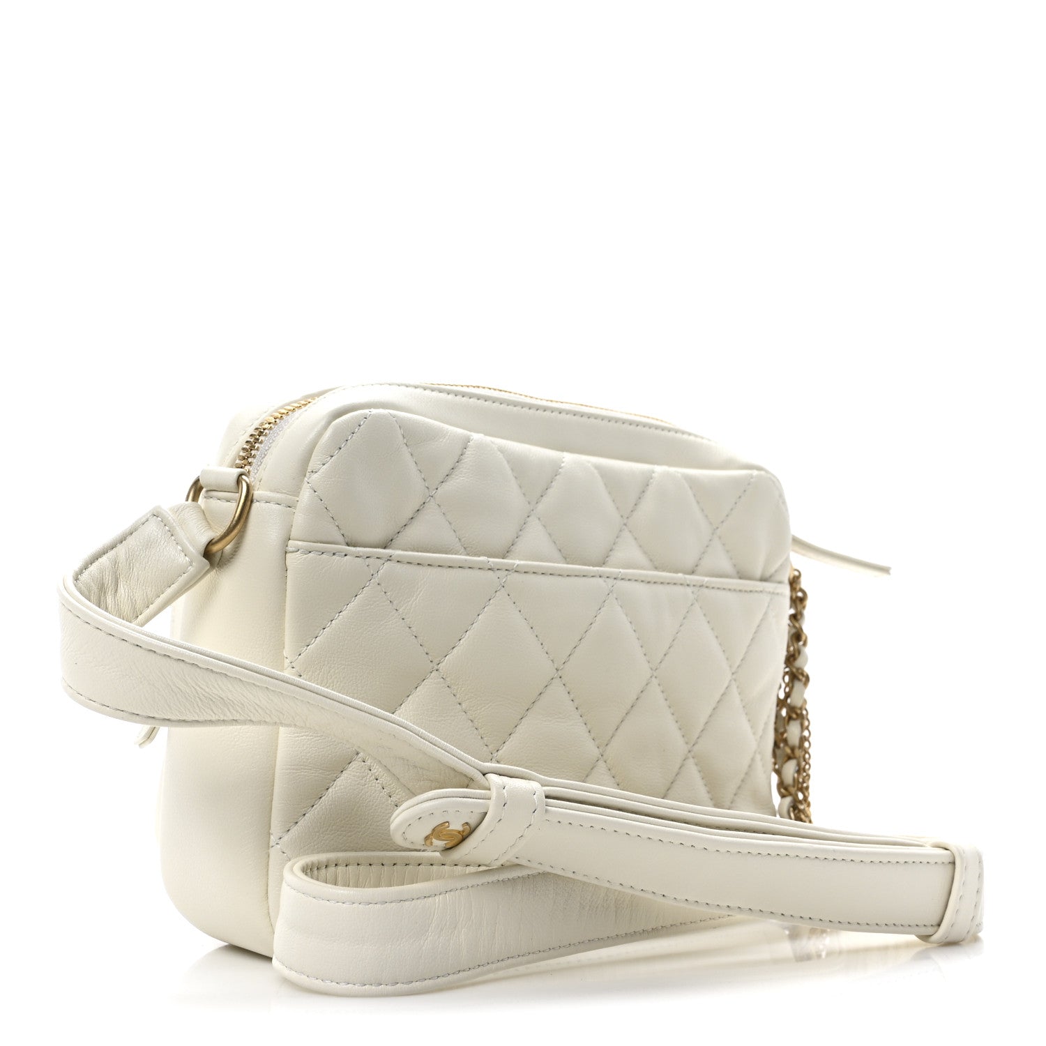 Chanel Calfskin Quilted Small Camera Case White 3 of 10