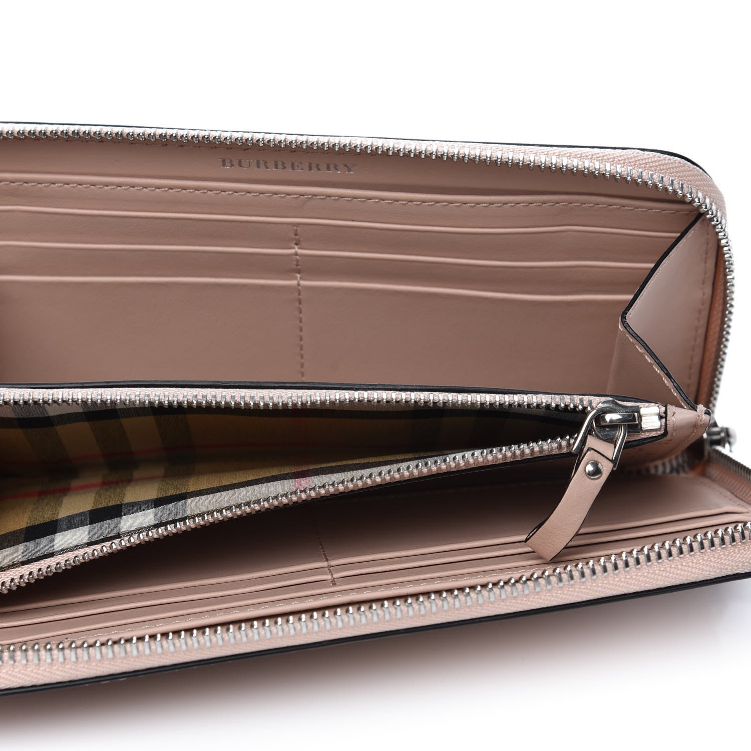 Burberry Calfskin Perforated Zip Around Wallet Pale Fawn Pink 5 of 6
