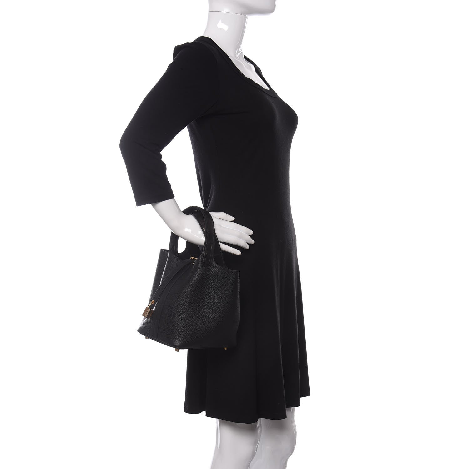 Hermes Taurillon Clemence Matte Alligator Picotin Lock Touch 18 PM Black 2 of 11