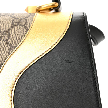 Gucci GG Supreme Monogram Small Osiride Top Handle Bag Black Gold 13 of 15