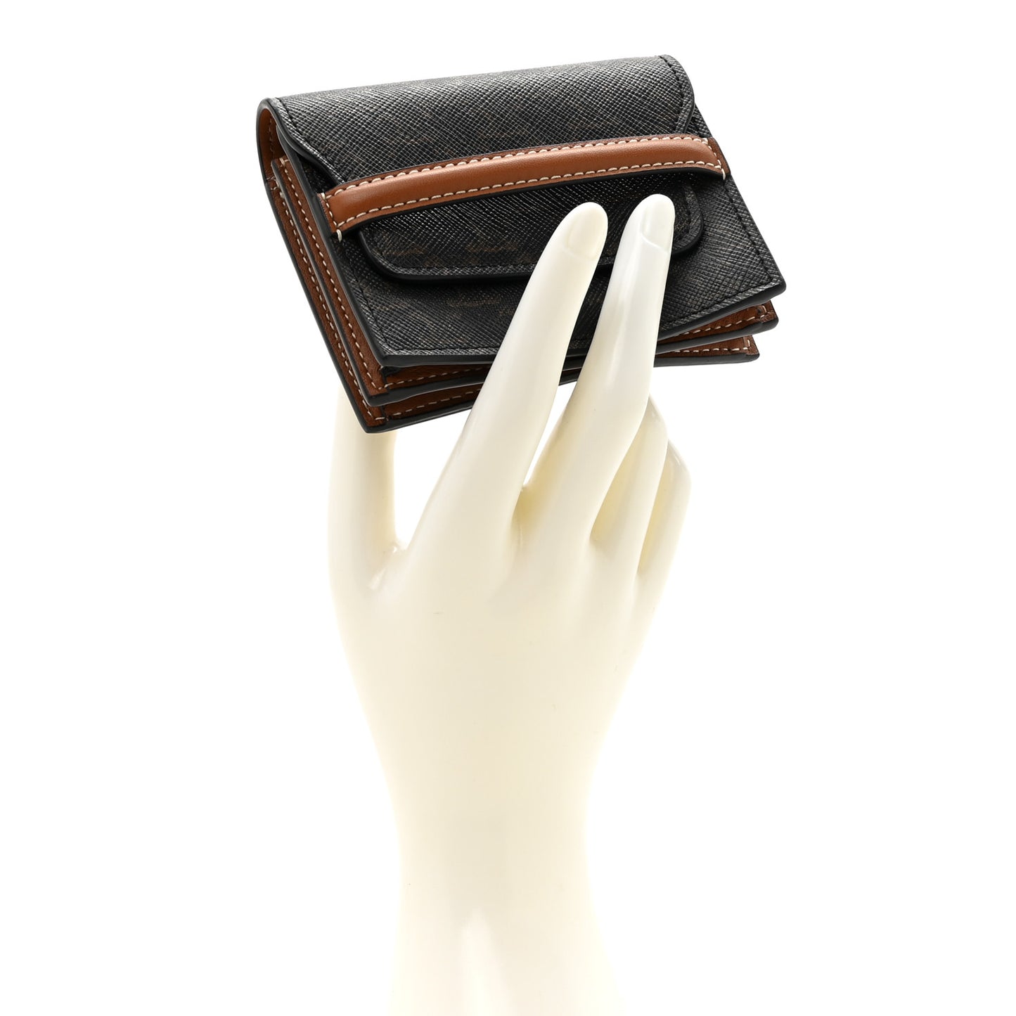 Triomphe Canvas Business Card Holder Tan