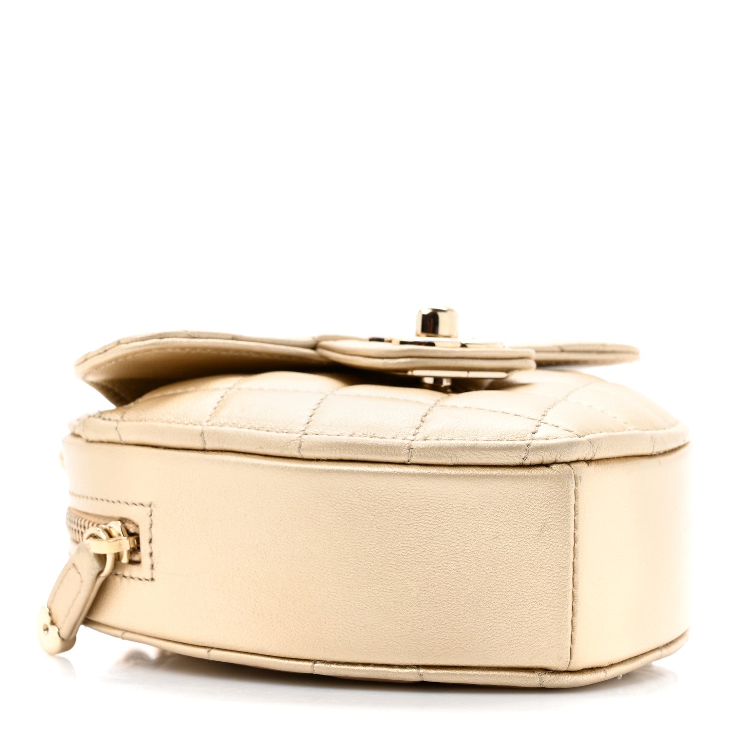 Chanel Metallic Lambskin Quilted CC In Love Heart Clutch With Chain Gold 4 of 11