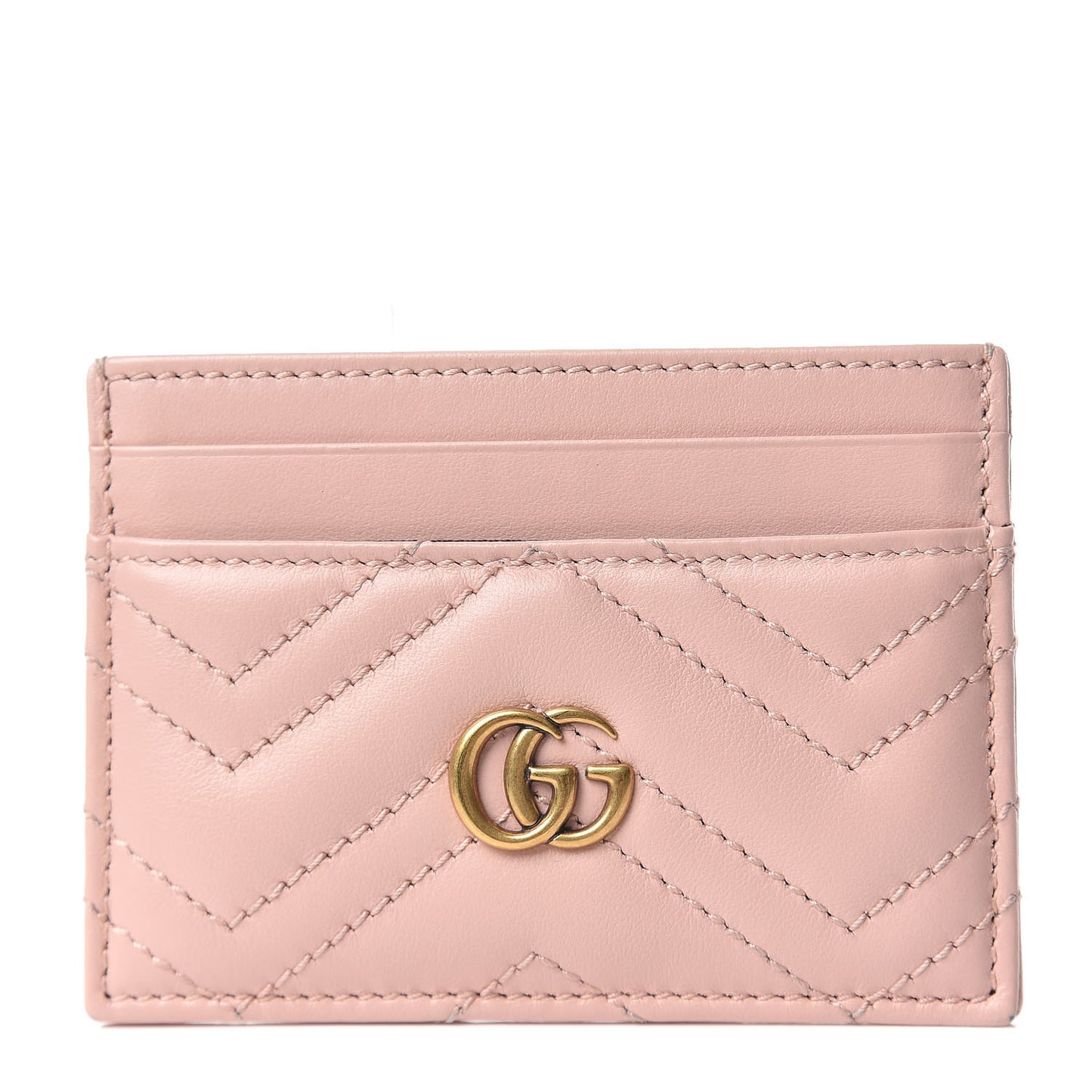 Calfskin Matelasse GG Marmont Card Holder Perfect Pink