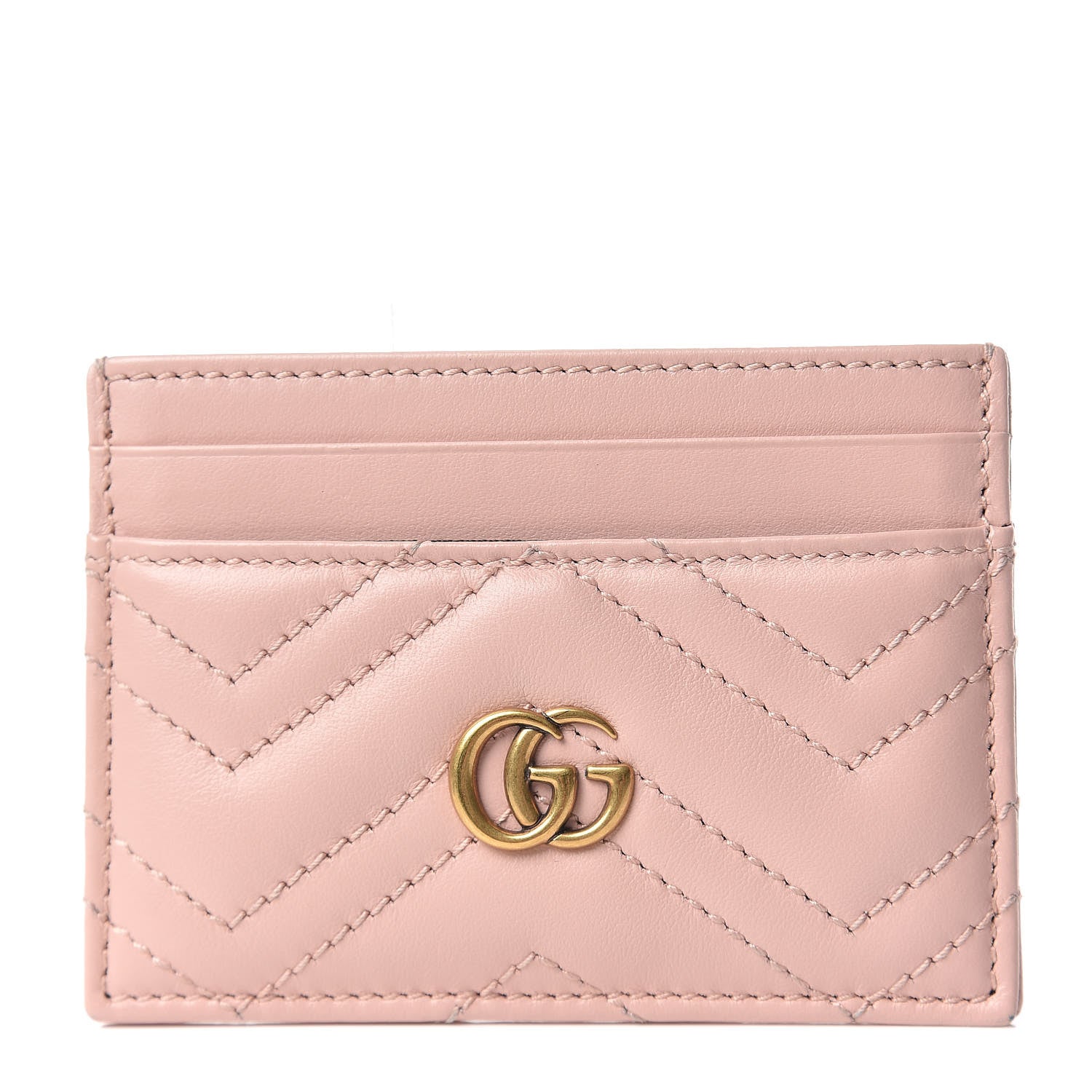 Gucci Calfskin Matelasse GG Marmont Card Holder Perfect Pink 1 of 7