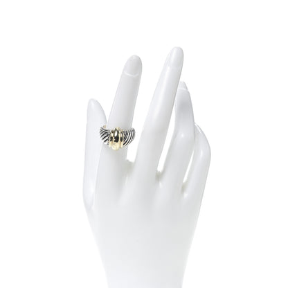 David Yurman Sterling Silver 14K Yellow Gold Cable Station Ring 54 7 2 of 4