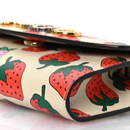Gucci Calfskin Strawberry Print Mini Zumi Shoulder Bag Ivory Red 10 of 13
