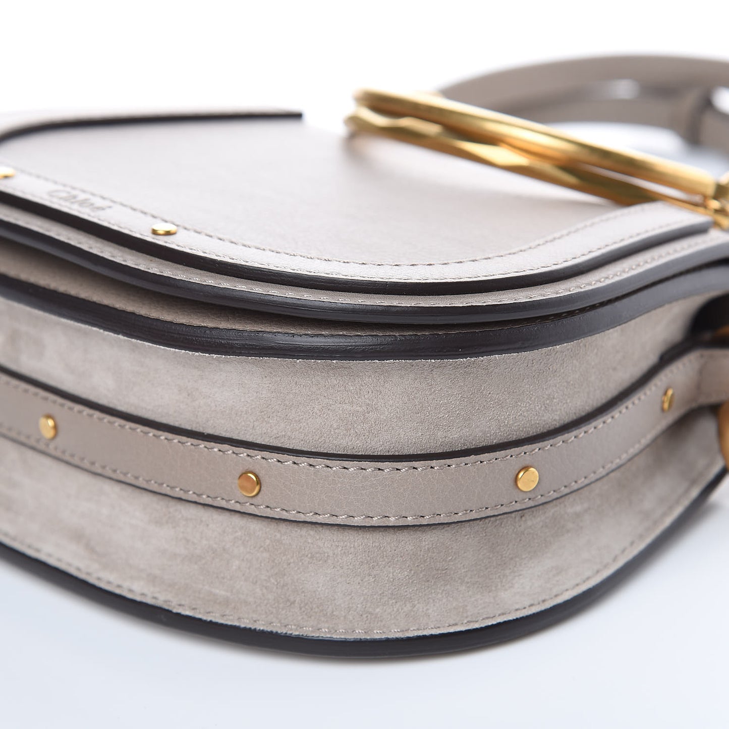Calfskin Suede Small Nile Bracelet Bag Motty Grey