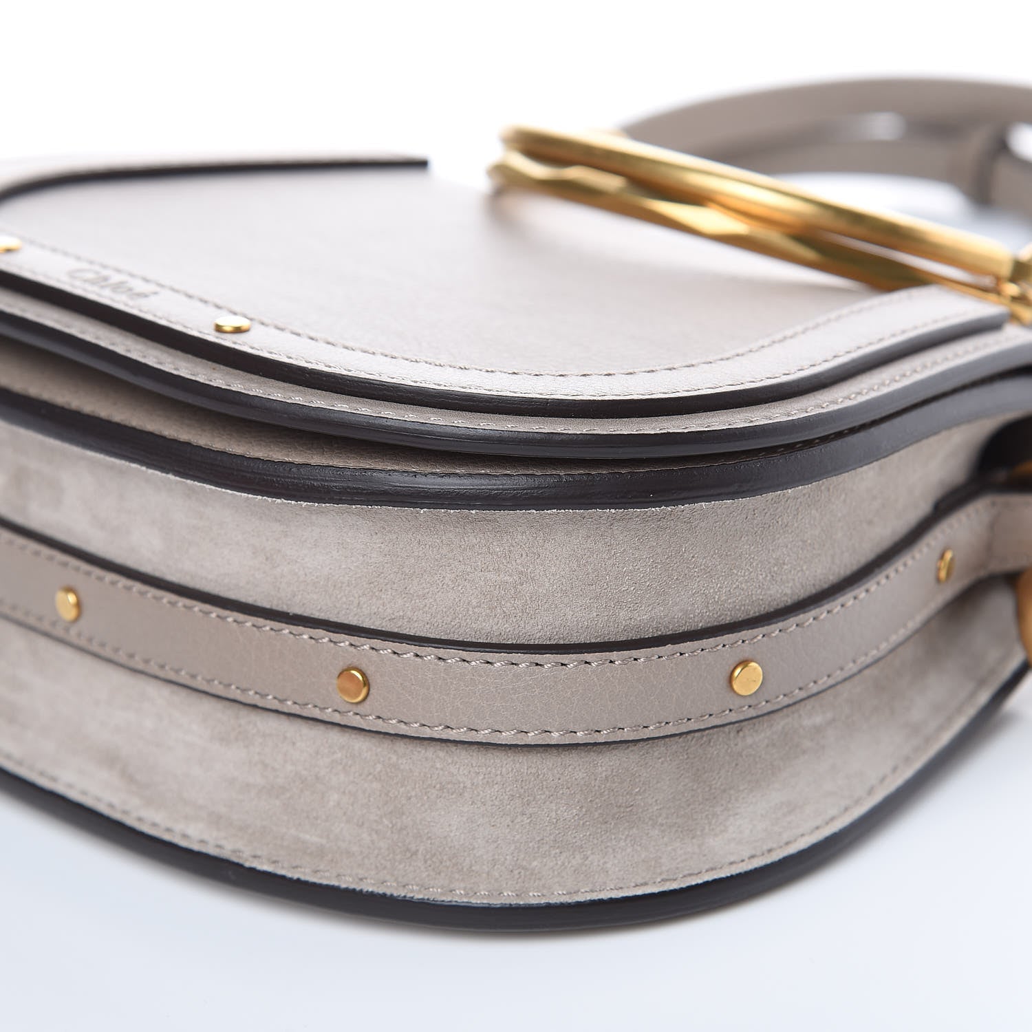 Chloe Calfskin Suede Small Nile Bracelet Bag Motty Grey 10 of 11
