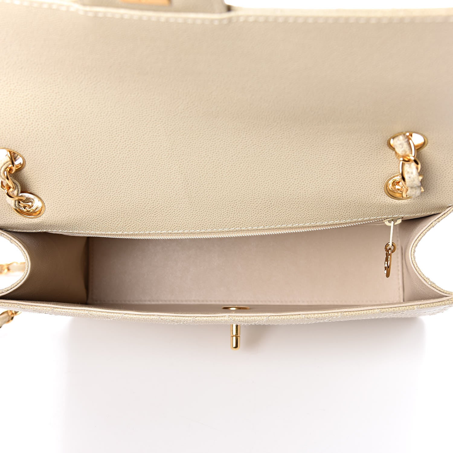 Chanel Caviar Stitch Medium Single Flap Beige Clair 6 of 15
