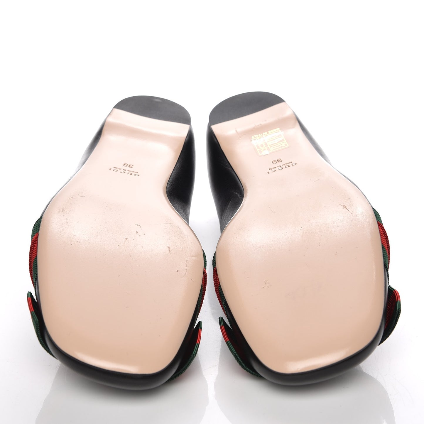 Calfskin Web Ballerina Flat 39 Nero Black