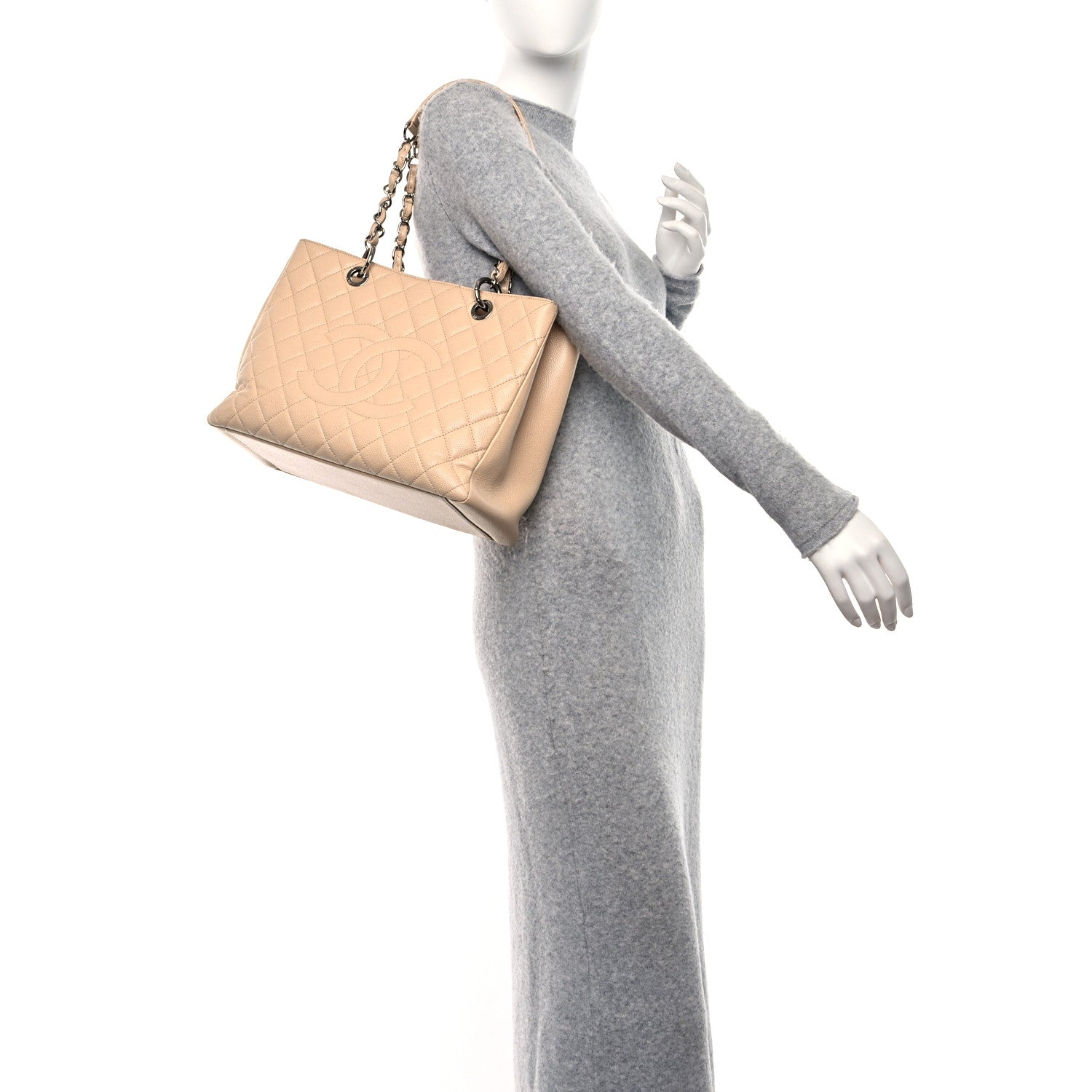 Chanel Caviar Quilted Grand Shopping Tote GST Beige Clair 2 of 9