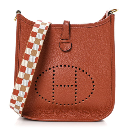 Hermes Taurillon Clemence Amazone Maxi Quadrille Evelyne TPM Cuivre Chai Nata Bleu Brume 1 of 10