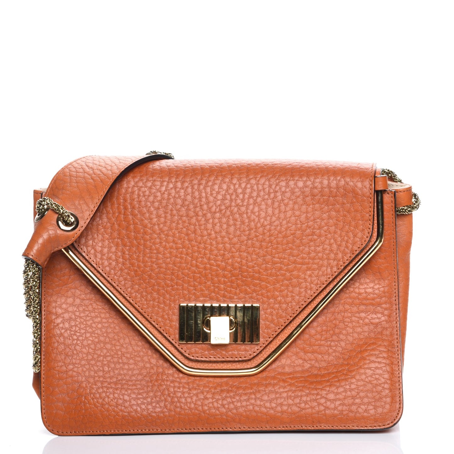Grained Calfskin Medium Sally Flap Bag Tan