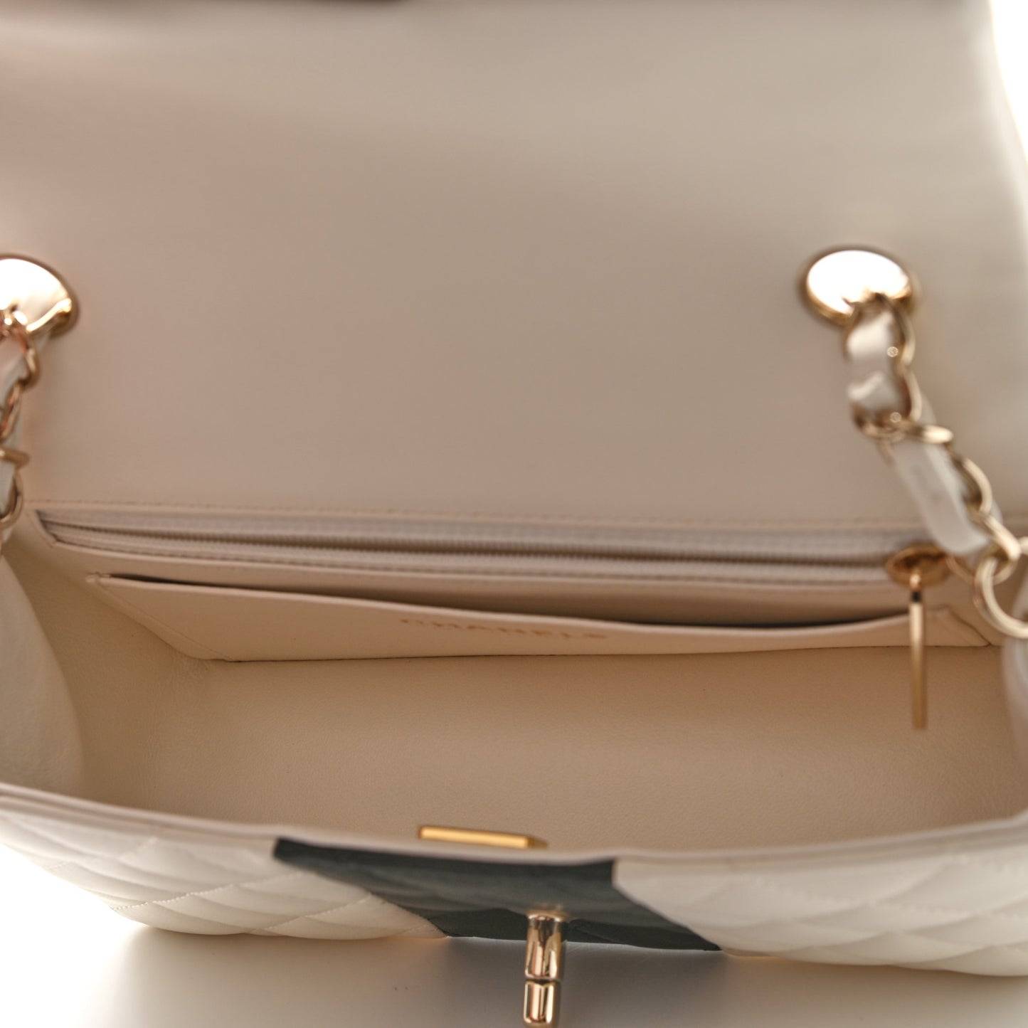 Lambskin Quilted Mini Rectangular Flap White Black