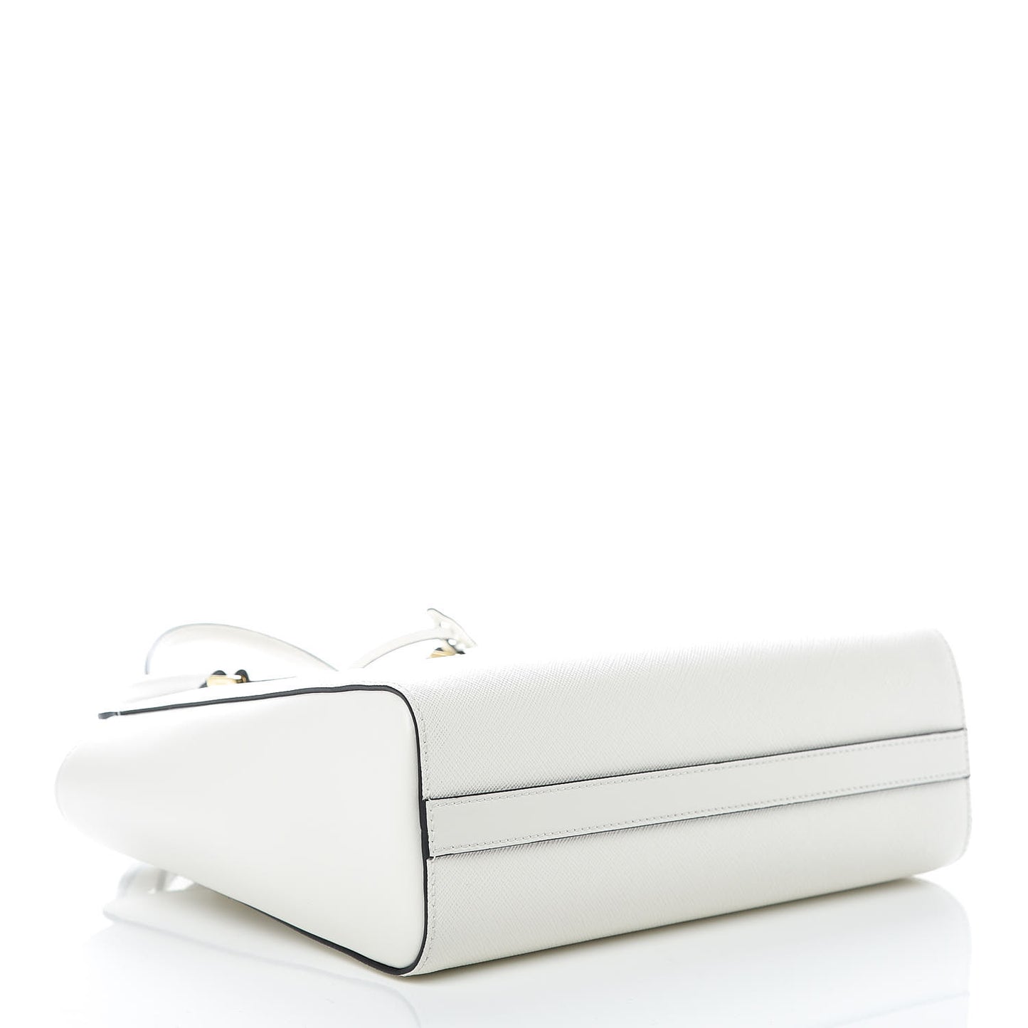 Saffiano Soft Calfskin Small Zippered Tote White
