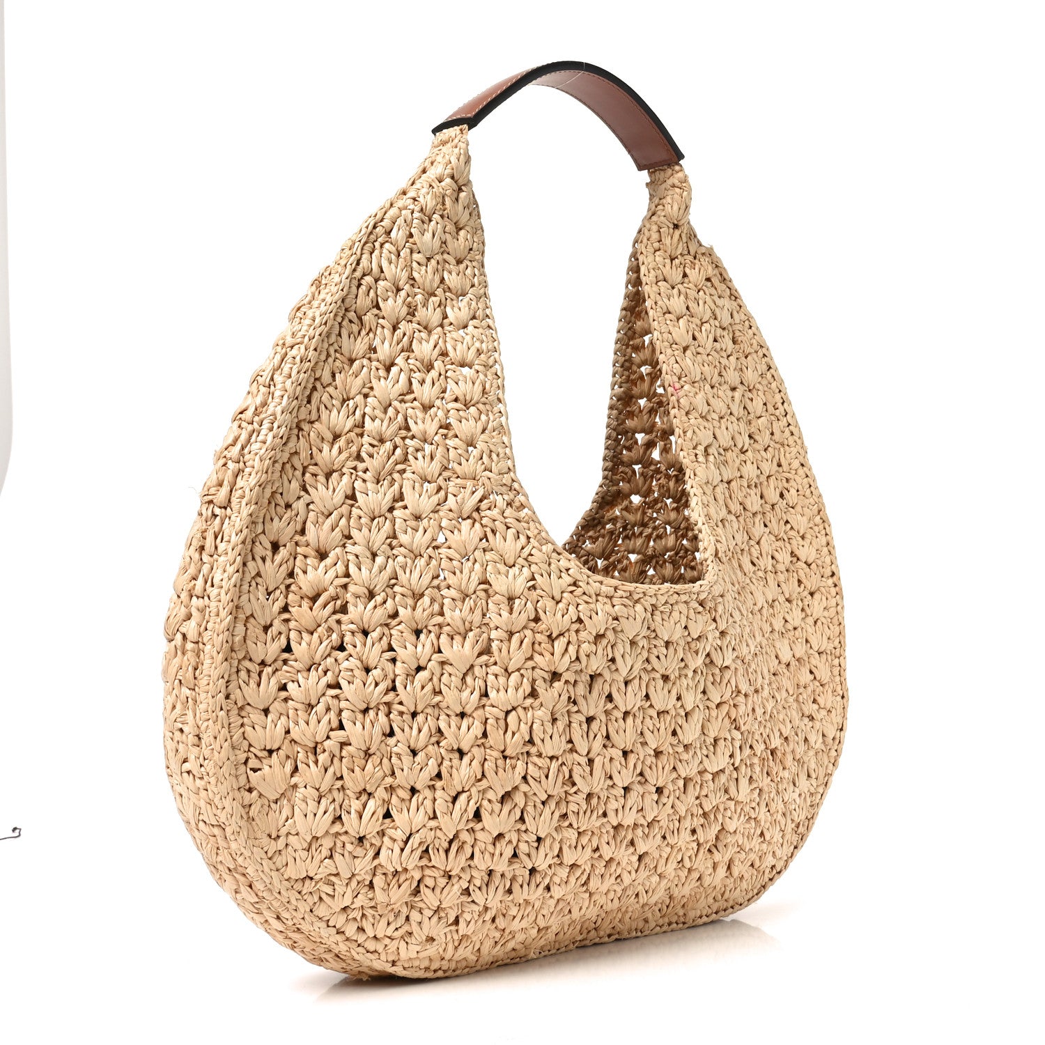 Celine Raffia Calfskin Triomphe Panier Hobo Bag Natural Tan 2 of 11