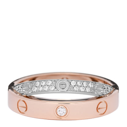 Cartier 18K Pink White Gold Diamond LOVE Pave Ring 49 5 1 of 6