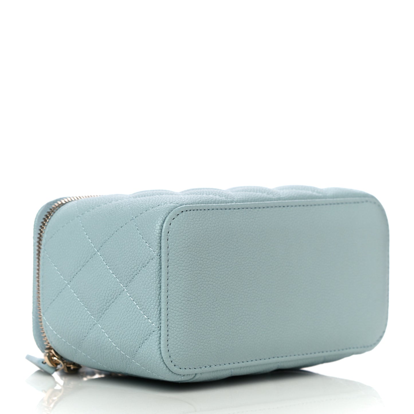Caviar Quilted Small Tiny CC Vanity Case With Chain Light Blue