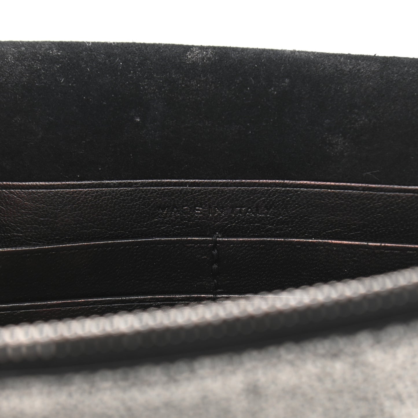 Metallic Calfskin Classic Monogram Kate Tassel Chain Wallet Gun Metal