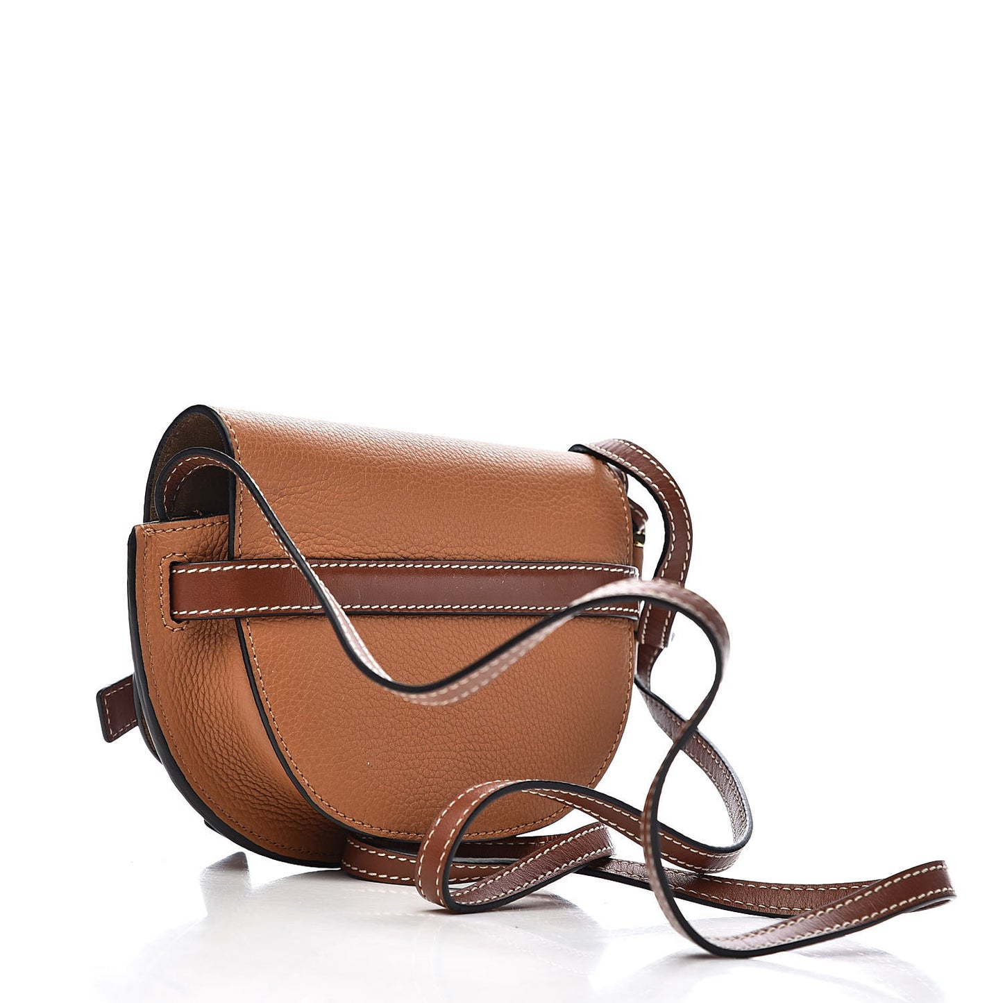 Grained Calfskin Mini Gate Crossbody Bag Caramel Pecan