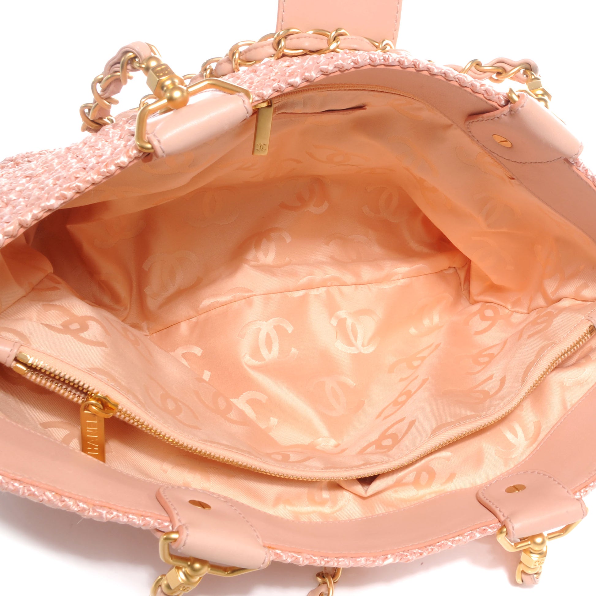 Chanel Straw Raffia Tote Pink 5 of 8