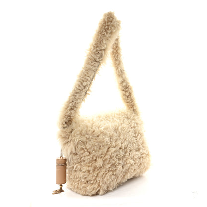 Saint Laurent Shearling Shoulder Bag Natural 3 of 10