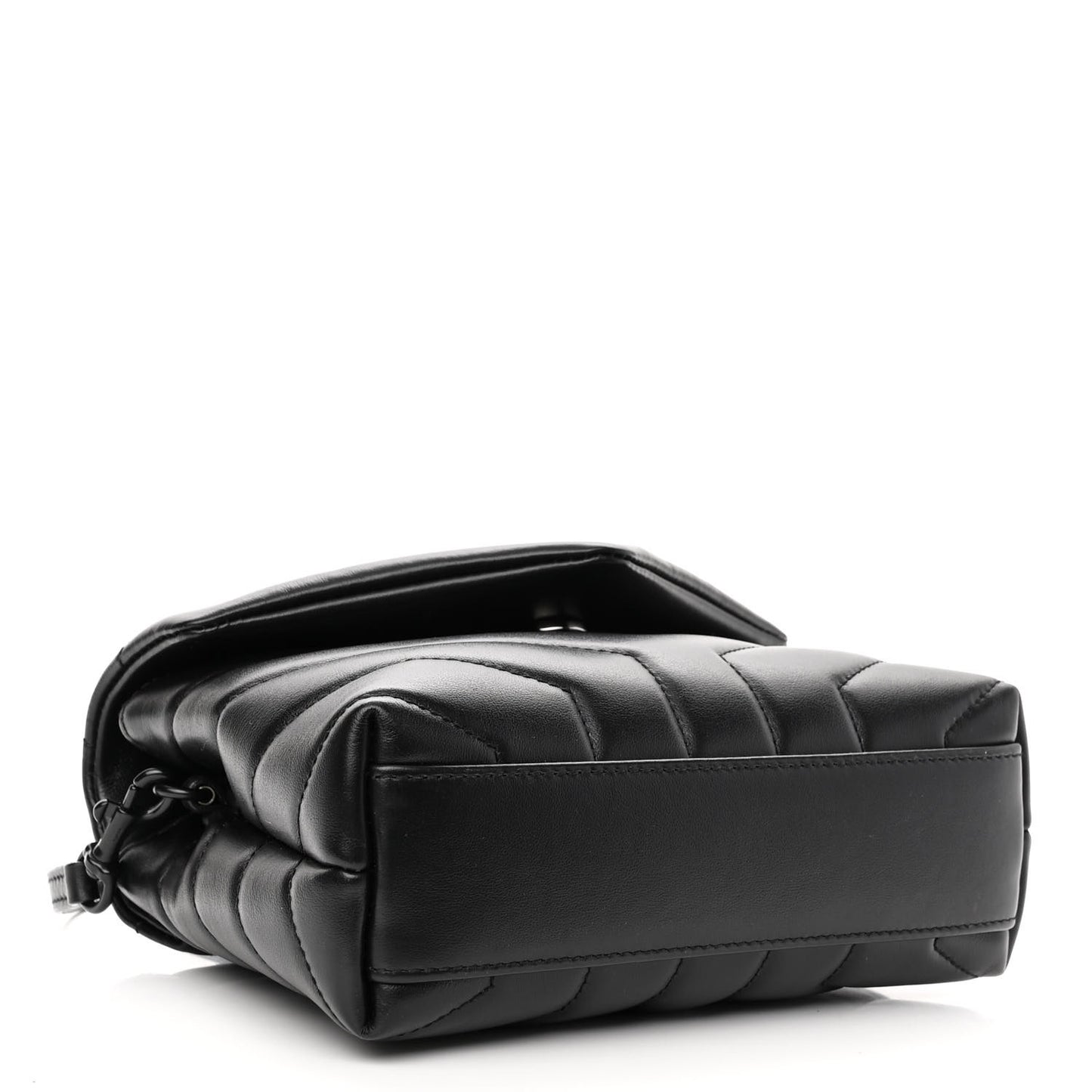 Calfskin Y Quilted Monogram Monochrome Toy Loulou Crossbody Bag Black