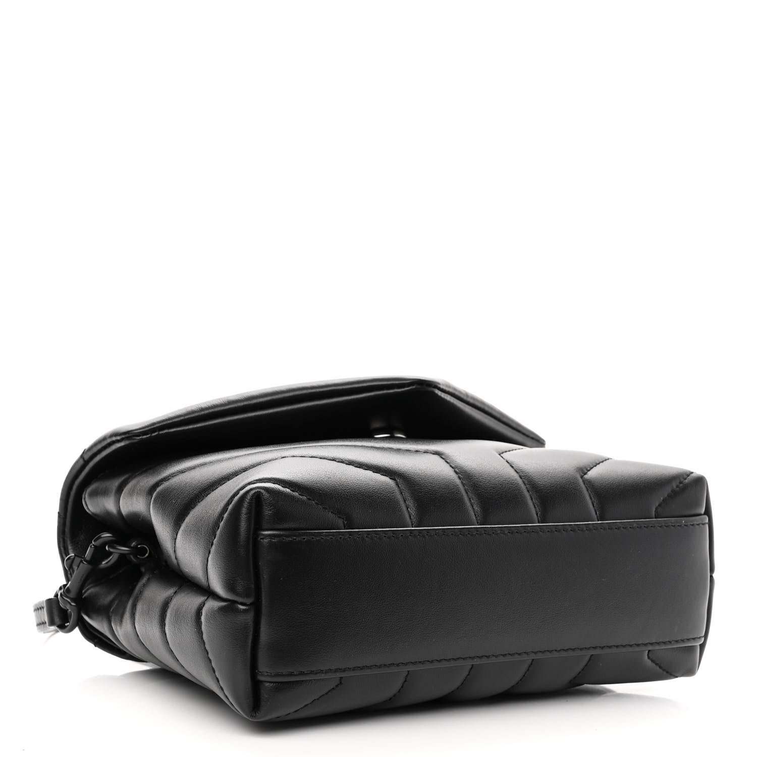 Saint Laurent Calfskin Y Quilted Monogram Monochrome Toy Loulou Crossbody Bag Black 4 of 11