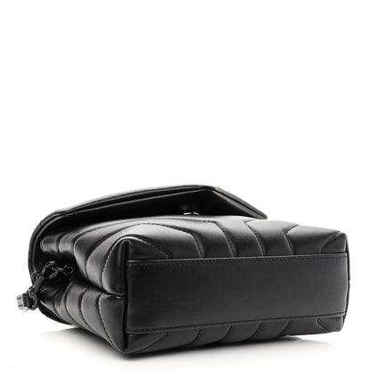 Saint Laurent Calfskin Y Quilted Monogram Monochrome Toy Loulou Crossbody Bag Black 4 of 11