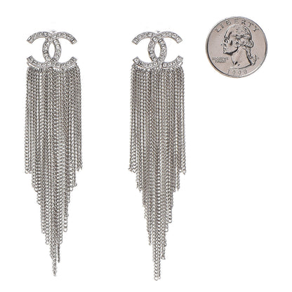 Chanel Baguette Crystal CC Chain Drop Earrings Silver 2 of 4