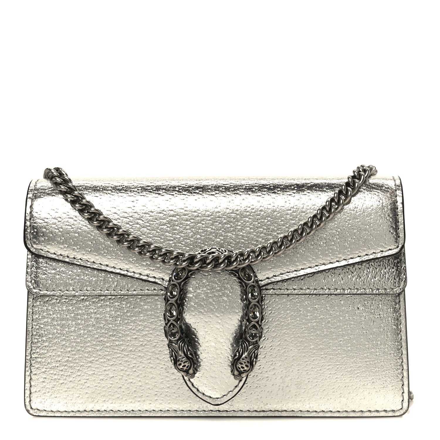 Gucci Metallic Calfskin Super Mini Dionysus Shoulder Bag Silver 1 of 10