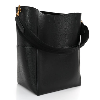 Celine Soft Grained Calfskin Sangle Bucket Bag Black 3 of 10