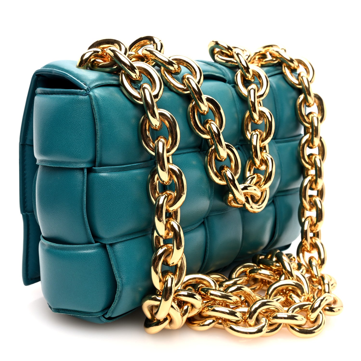 Bottega Veneta Lambskin Maxi Intreccio Padded Chain Cassette Crossbody Bag Mallard 3 of 9