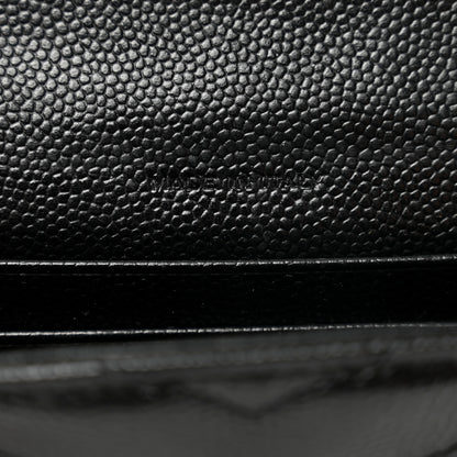 Saint Laurent Grain De Poudre Matelasse Chevron Small Monogram Envelope Wallet Black 7 of 8