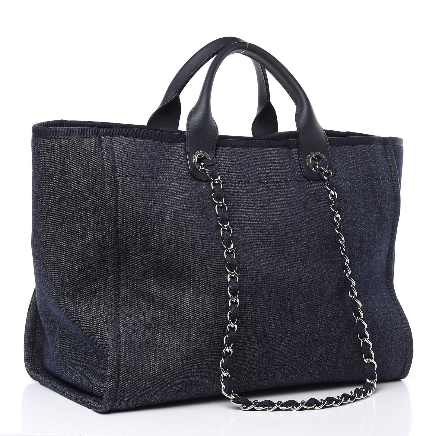 Denim Large Deauville Tote Blue Orange